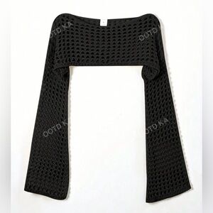 Black Crochet Bell Sleeve Shrug